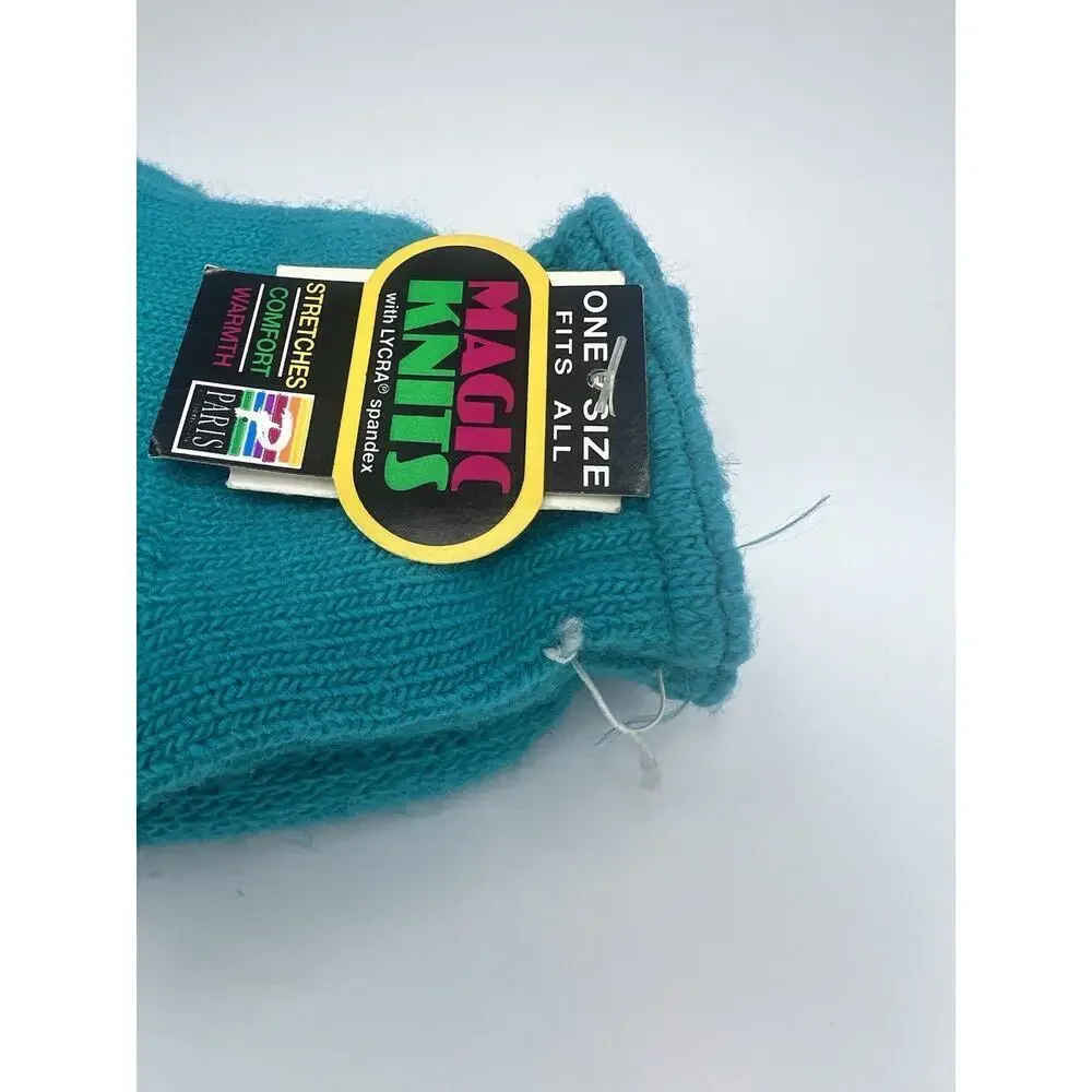 Magic Knits Vintage Kids Winter Hat Gloves Set Blue OSFA Lycra Spandex Sears